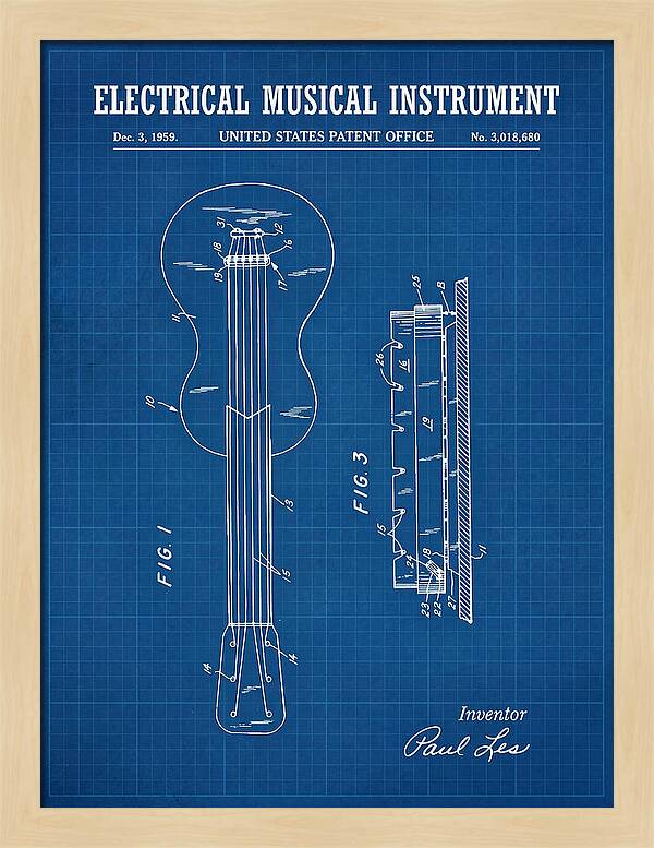 Electric Guitar Les Paul Blueprint Patent Us3018680a