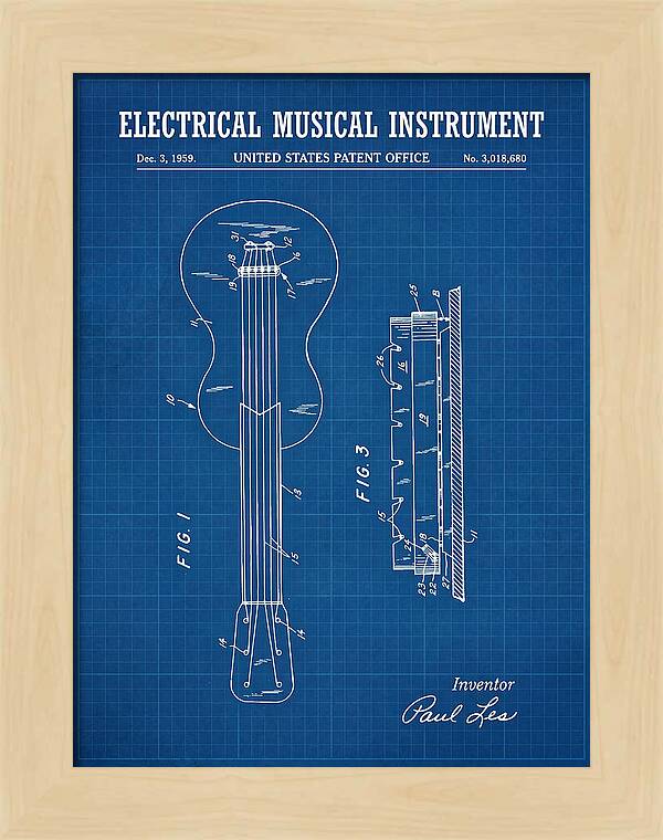 Electric Guitar Les Paul Blueprint Patent Us3018680a