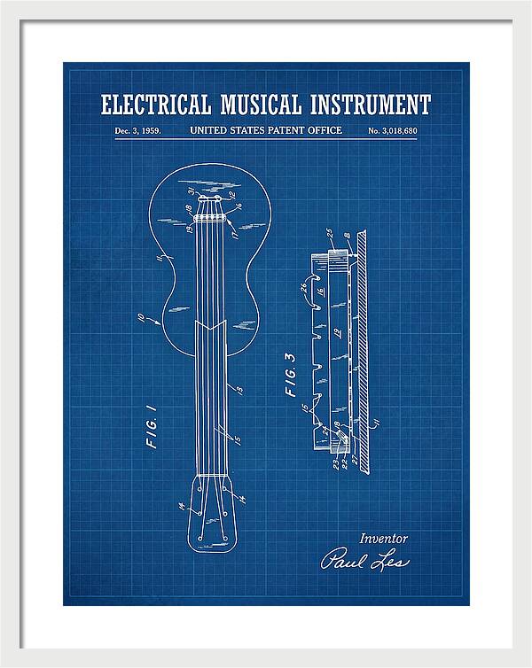 Electric Guitar Les Paul Blueprint Patent Us3018680a