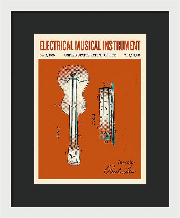 Electric Guitar Les Paul Retro Patent Us3018680a