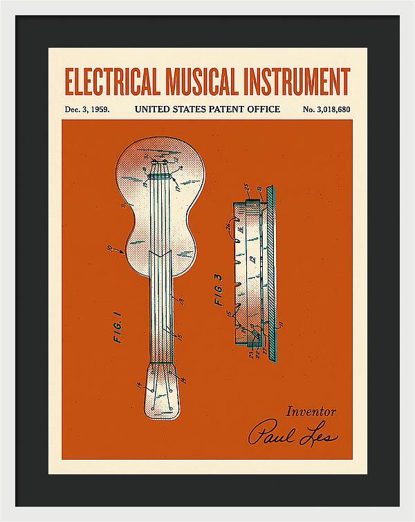 Electric Guitar Les Paul Retro Patent Us3018680a
