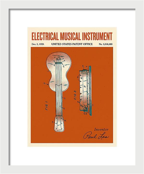Electric Guitar Les Paul Retro Patent Us3018680a