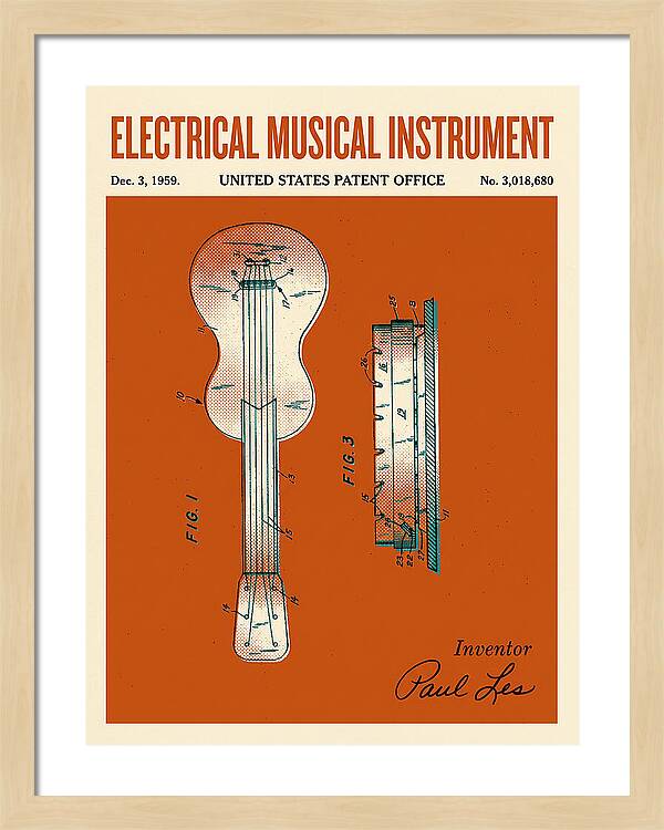 Electric Guitar Les Paul Retro Patent Us3018680a