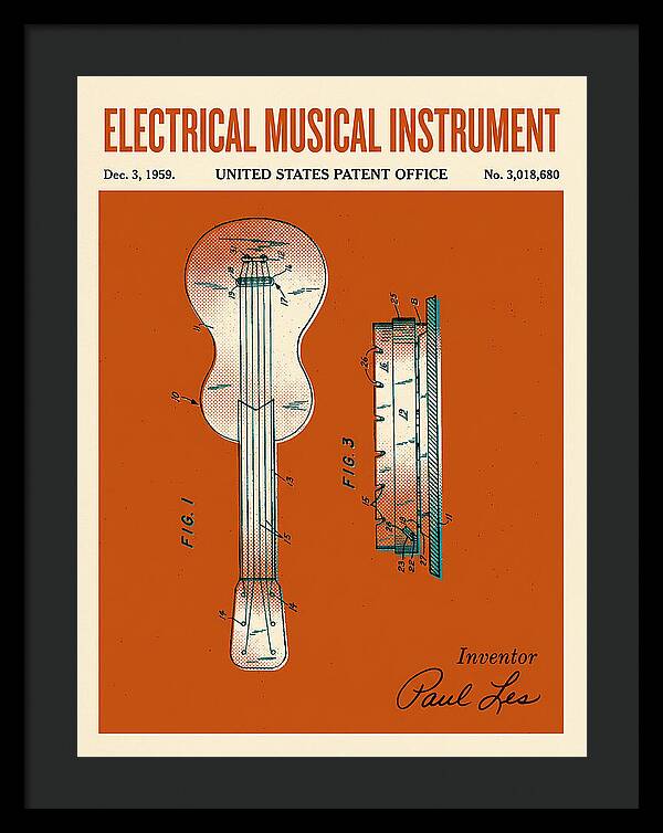 Electric Guitar Les Paul Retro Patent Us3018680a