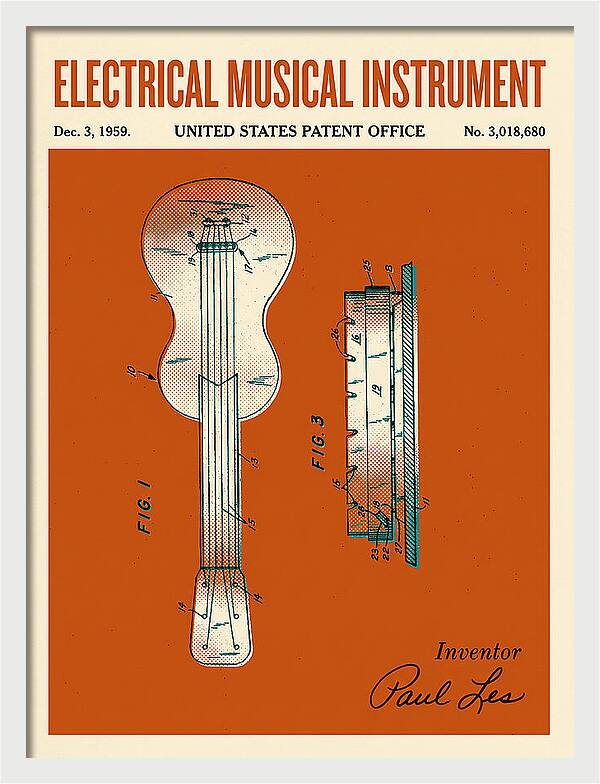 Electric Guitar Les Paul Retro Patent Us3018680a