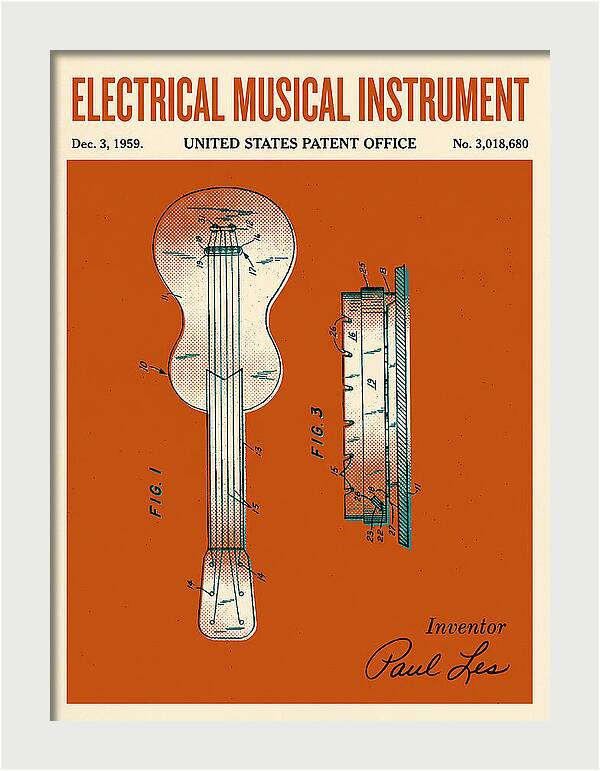 Electric Guitar Les Paul Retro Patent Us3018680a
