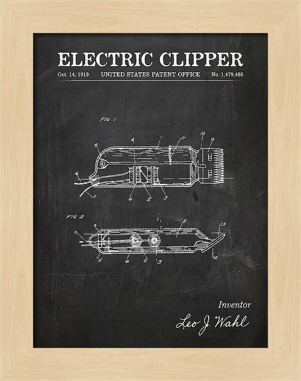 Electric Hair Clipper Chalkboard Patent Us1479486a