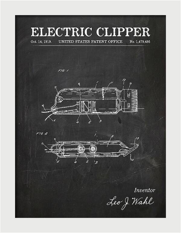 Electric Hair Clipper Chalkboard Patent Us1479486a