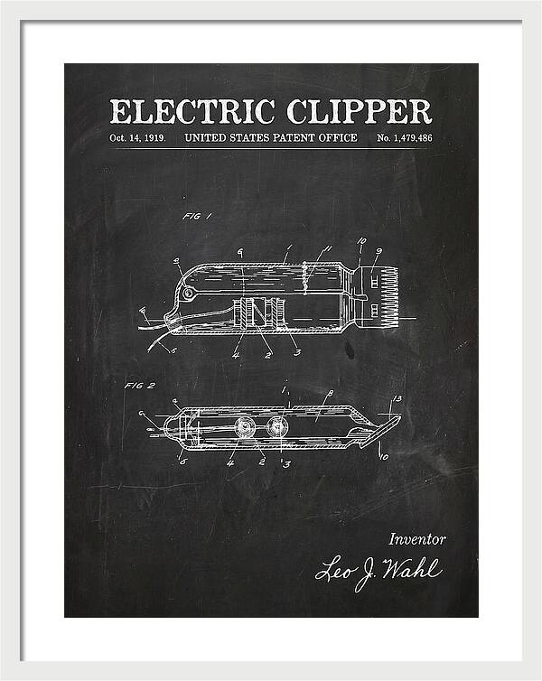 Electric Hair Clipper Chalkboard Patent Us1479486a