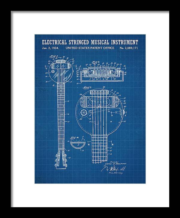 Electric Lap Steel Guitar Rickenbacker Frying Pan Blueprint Patent Us2089171a