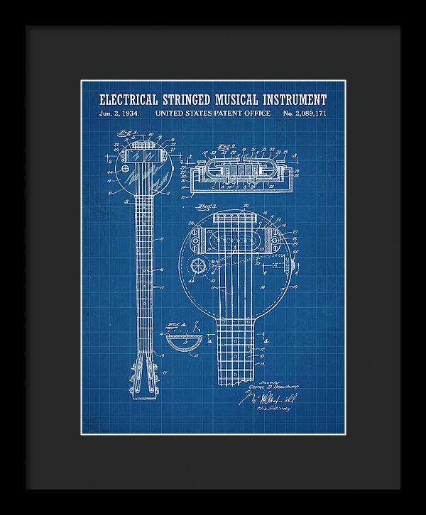 Electric Lap Steel Guitar Rickenbacker Frying Pan Blueprint Patent Us2089171a