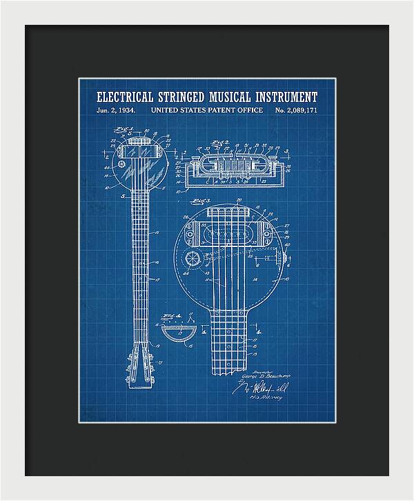 Electric Lap Steel Guitar Rickenbacker Frying Pan Blueprint Patent Us2089171a