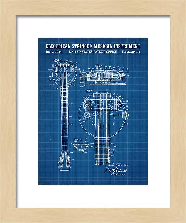 Electric Lap Steel Guitar Rickenbacker Frying Pan Blueprint Patent Us2089171a