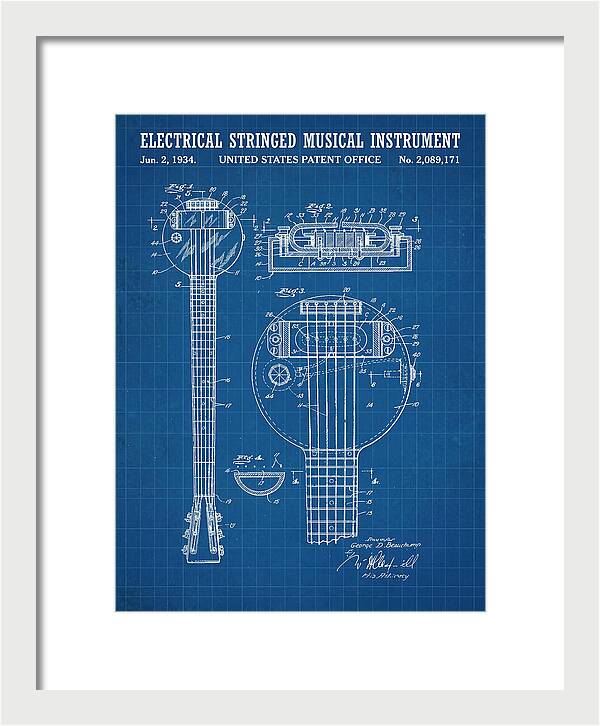 Electric Lap Steel Guitar Rickenbacker Frying Pan Blueprint Patent Us2089171a