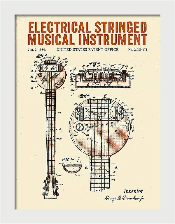 Electric Lap Steel Guitar Rickenbacker Frying Pan Retro Patent Us2089171a