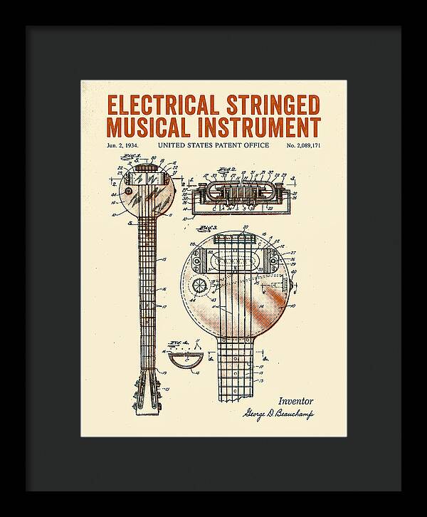 Electric Lap Steel Guitar Rickenbacker Frying Pan Retro Patent Us2089171a