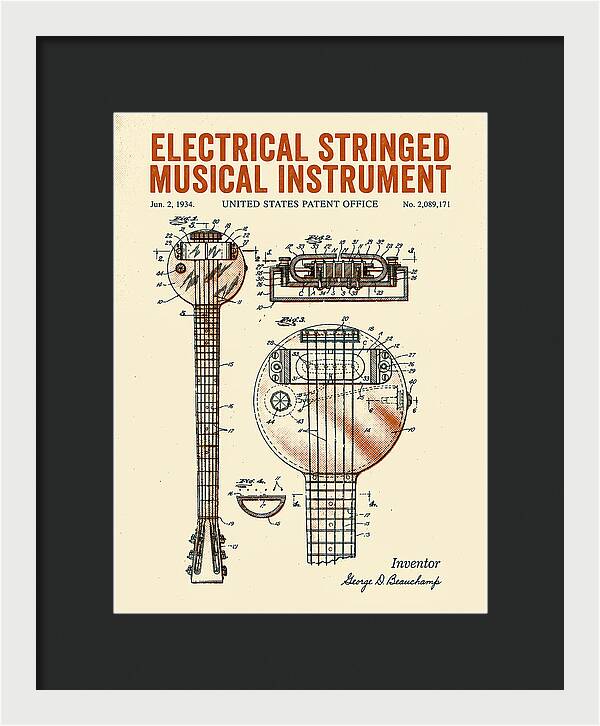 Electric Lap Steel Guitar Rickenbacker Frying Pan Retro Patent Us2089171a