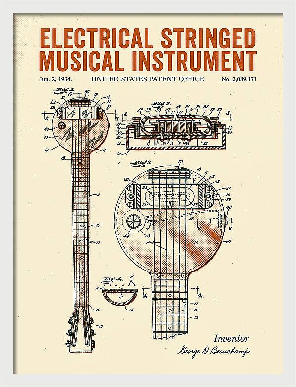 Electric Lap Steel Guitar Rickenbacker Frying Pan Retro Patent Us2089171a