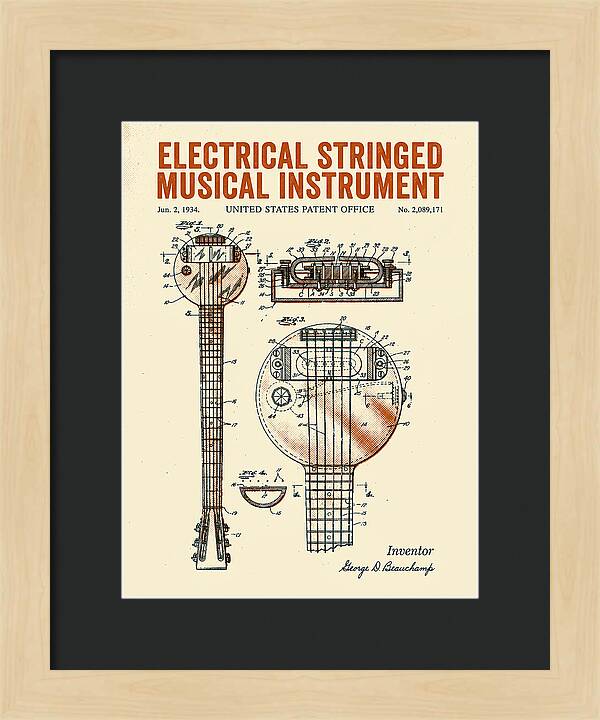 Electric Lap Steel Guitar Rickenbacker Frying Pan Retro Patent Us2089171a