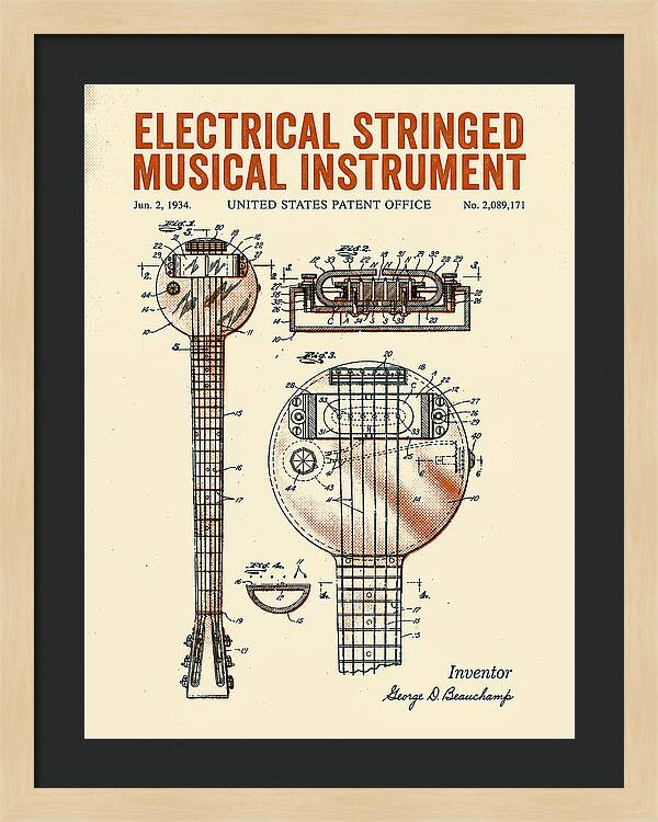 Electric Lap Steel Guitar Rickenbacker Frying Pan Retro Patent Us2089171a