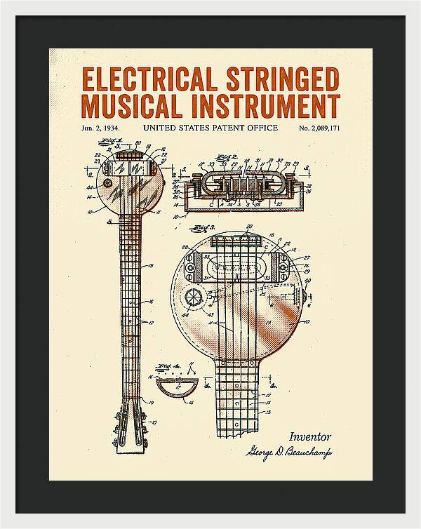 Electric Lap Steel Guitar Rickenbacker Frying Pan Retro Patent Us2089171a