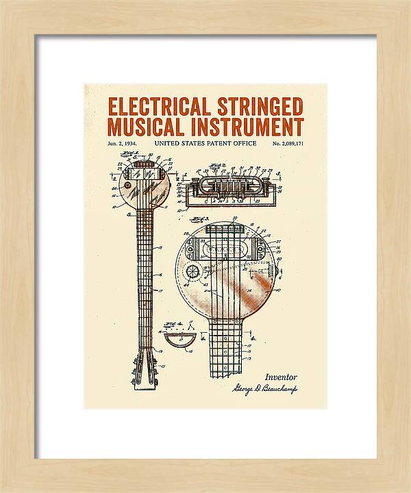 Electric Lap Steel Guitar Rickenbacker Frying Pan Retro Patent Us2089171a