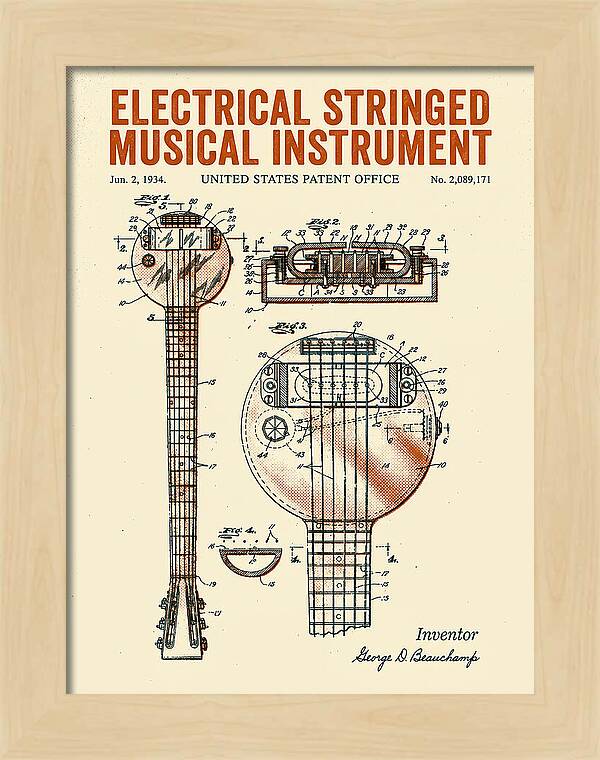 Electric Lap Steel Guitar Rickenbacker Frying Pan Retro Patent Us2089171a