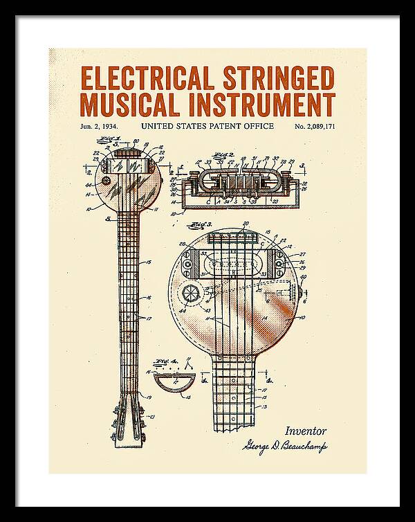 Electric Lap Steel Guitar Rickenbacker Frying Pan Retro Patent Us2089171a