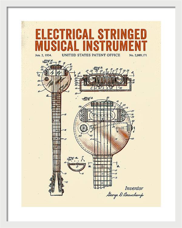 Electric Lap Steel Guitar Rickenbacker Frying Pan Retro Patent Us2089171a