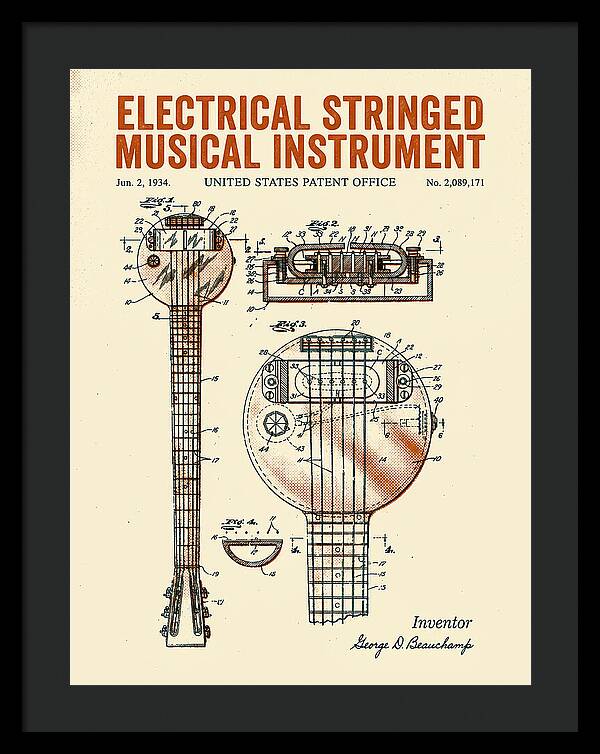 Electric Lap Steel Guitar Rickenbacker Frying Pan Retro Patent Us2089171a