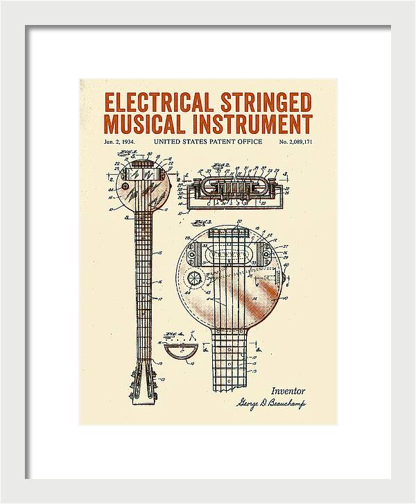 Electric Lap Steel Guitar Rickenbacker Frying Pan Retro Patent Us2089171a
