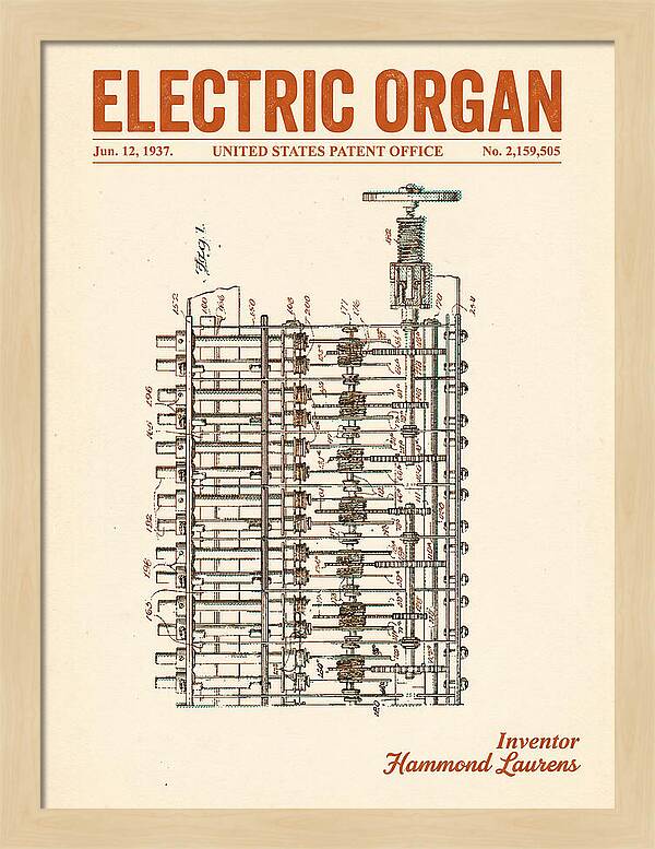 Electric Organ Hammond Retro Patent Us2159505a