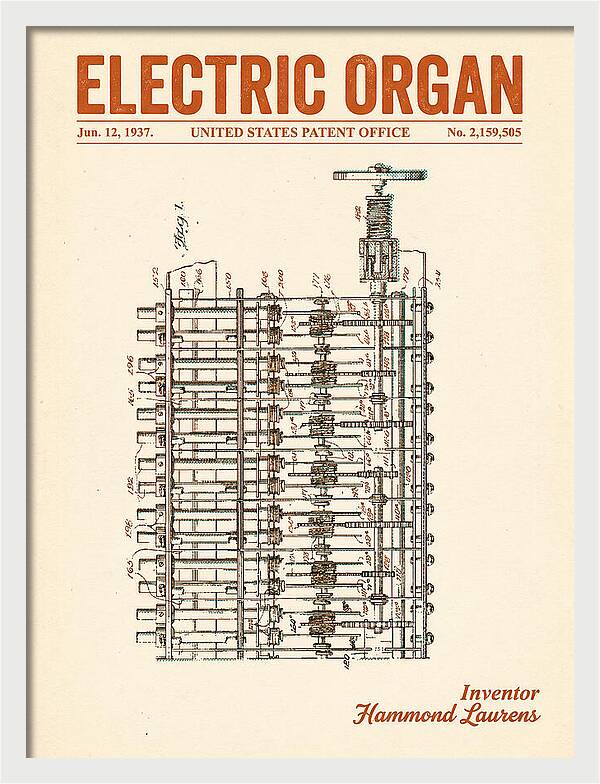 Electric Organ Hammond Retro Patent Us2159505a