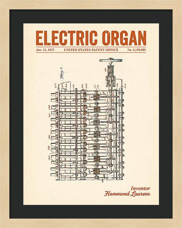 Electric Organ Hammond Retro Patent Us2159505a