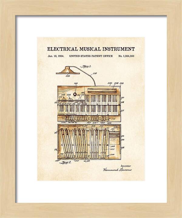 Electric Organ Hammond Watercolor Patent Us1956350a