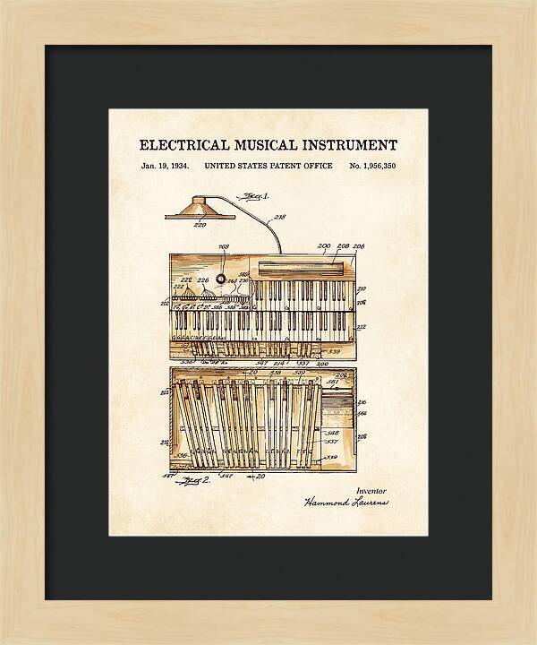 Electric Organ Hammond Watercolor Patent Us1956350a