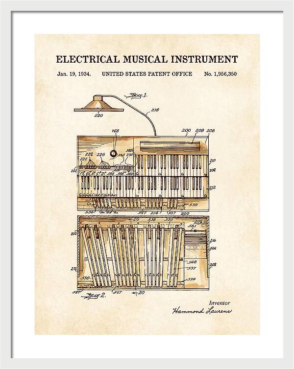 Electric Organ Hammond Watercolor Patent Us1956350a