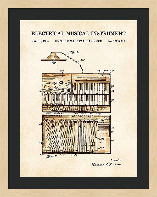 Electric Organ Hammond Watercolor Patent Us1956350a