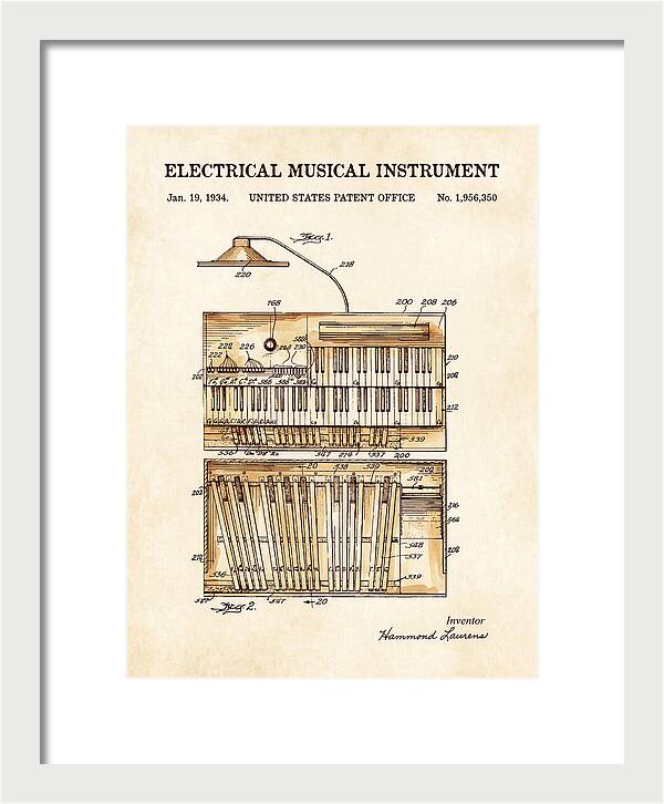 Electric Organ Hammond Watercolor Patent Us1956350a