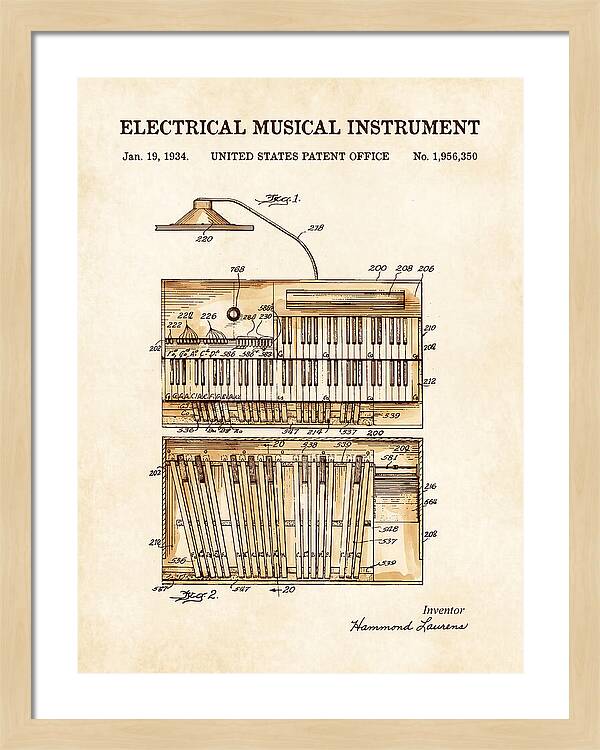 Electric Organ Hammond Watercolor Patent Us1956350a