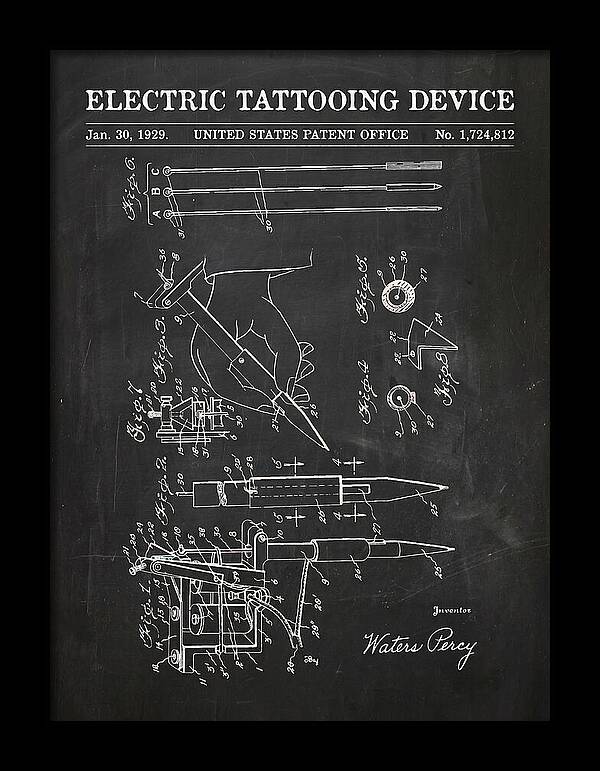 Electric Tattoo Machine Chalkboard Patent Us1724812a