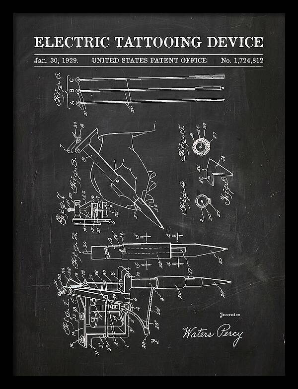 Electric Tattoo Machine Chalkboard Patent Us1724812a
