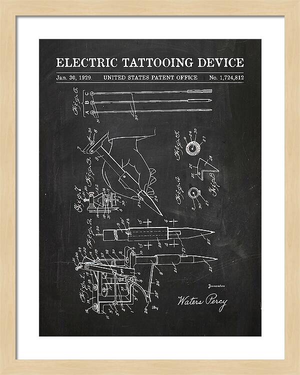 Electric Tattoo Machine Chalkboard Patent Us1724812a
