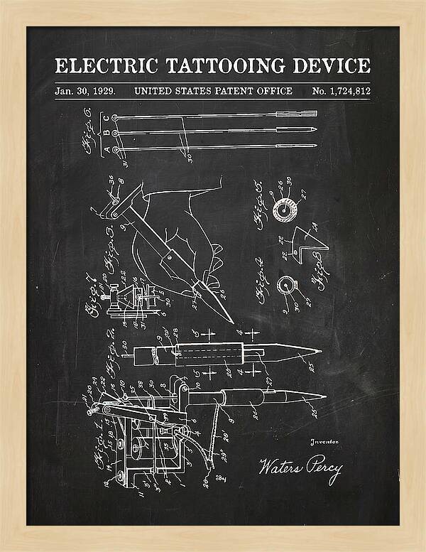 Electric Tattoo Machine Chalkboard Patent Us1724812a