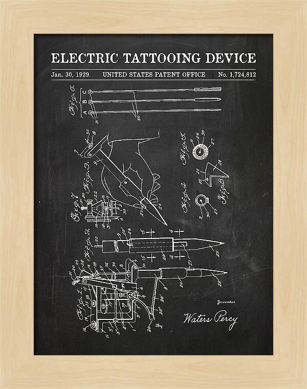 Electric Tattoo Machine Chalkboard Patent Us1724812a