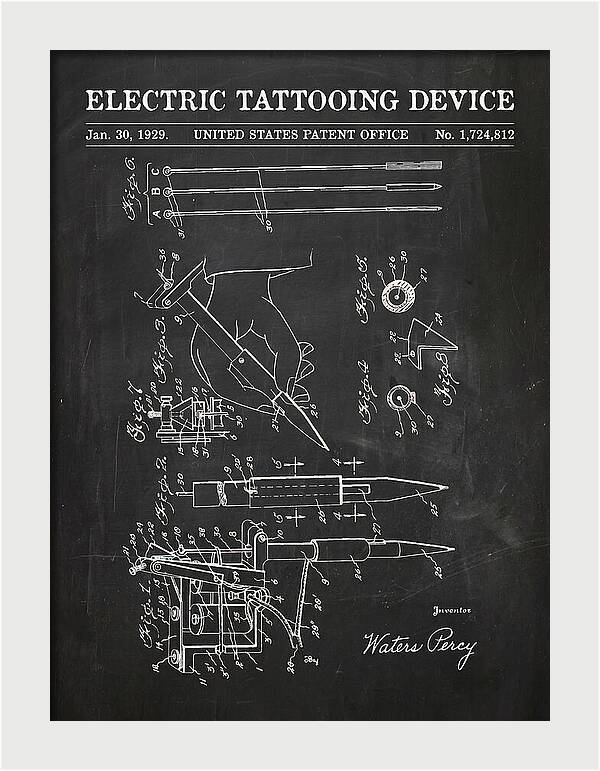 Electric Tattoo Machine Chalkboard Patent Us1724812a