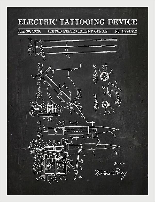Electric Tattoo Machine Chalkboard Patent Us1724812a
