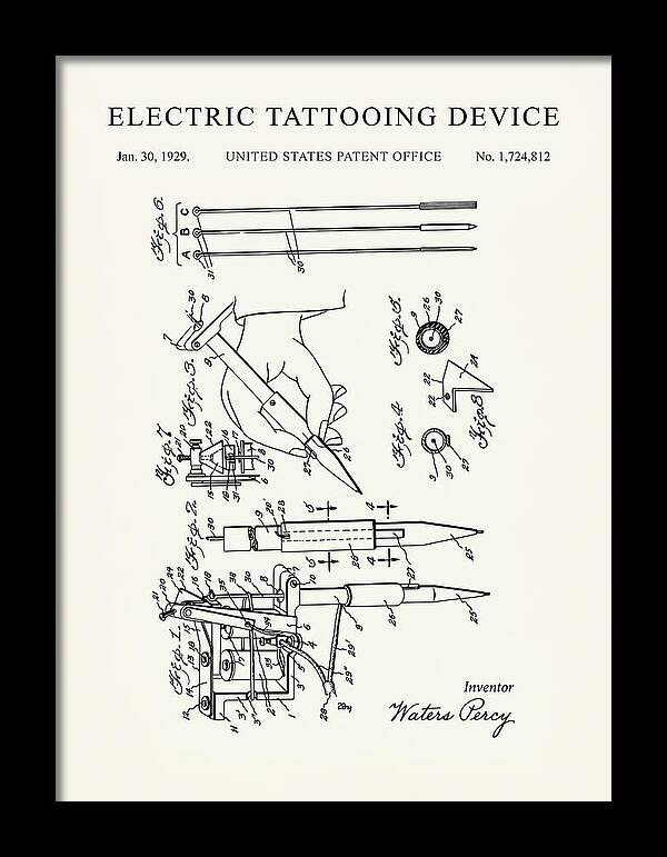 Electric Tattoo Machine Minimalist Patent Us1724812a