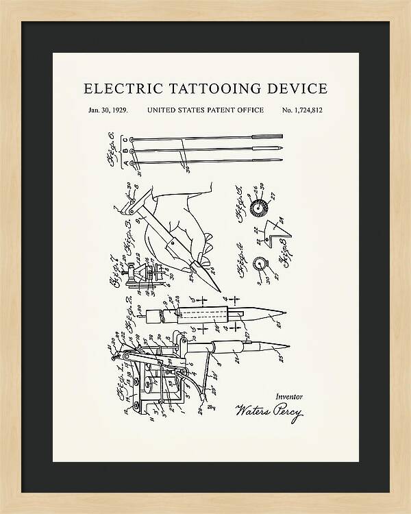 Electric Tattoo Machine Minimalist Patent Us1724812a