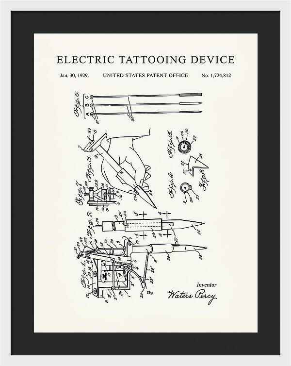 Electric Tattoo Machine Minimalist Patent Us1724812a